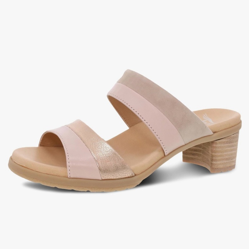 Dansko Nude and Gold Slide Sandals with Cushioned Straps